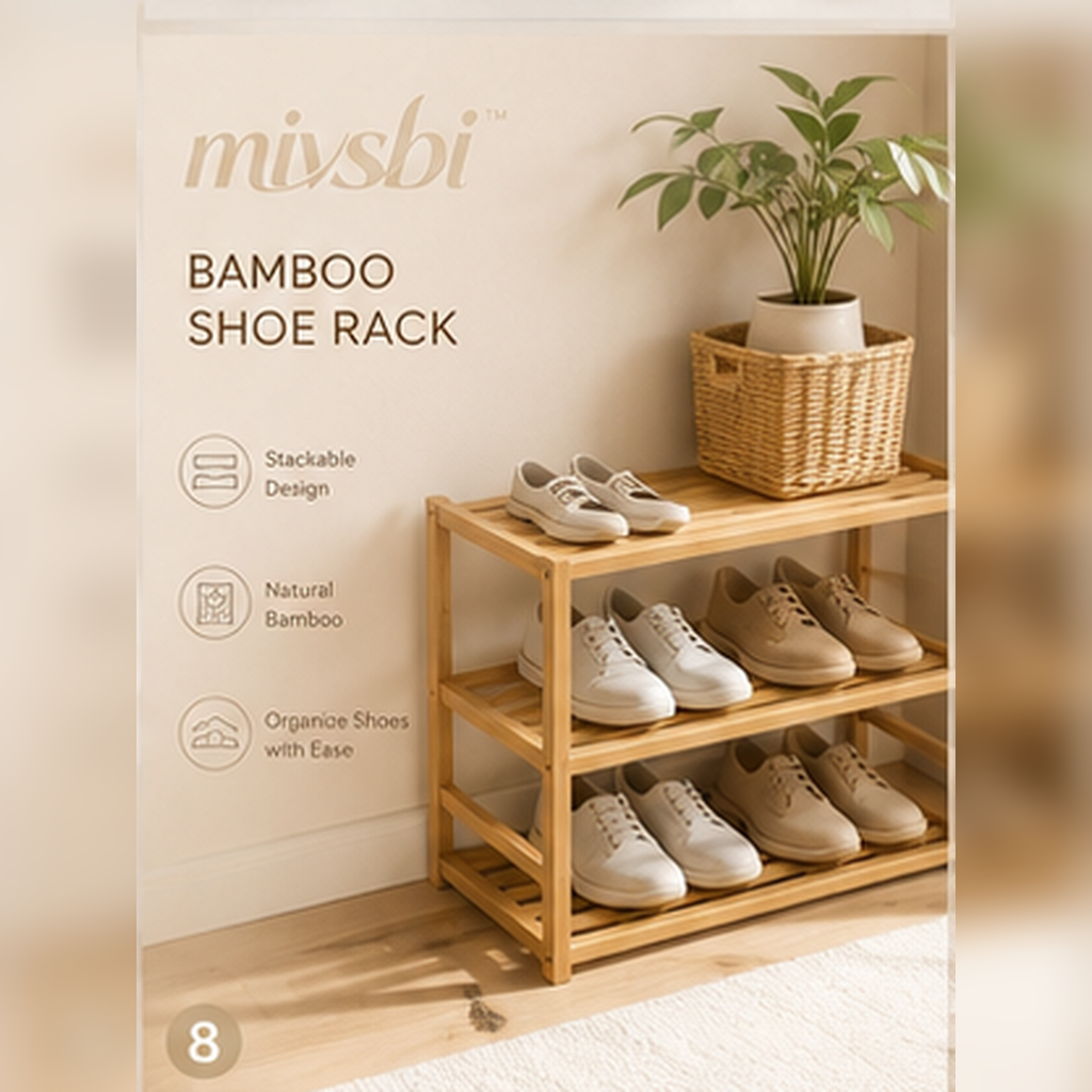 mivsbi stackable natural bamboo entryway shoe rack
