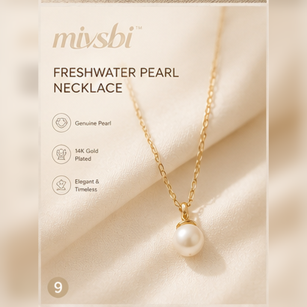 mivsbi freshwater pearl pendant necklace with delicate gold-tone chain