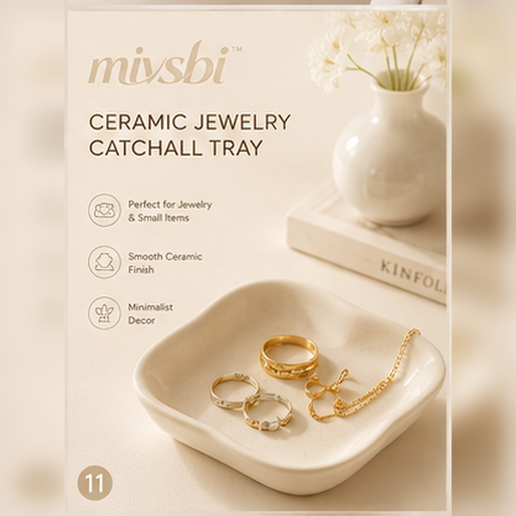 mivsbi organic ceramic jewelry catchall tray in warm cream
