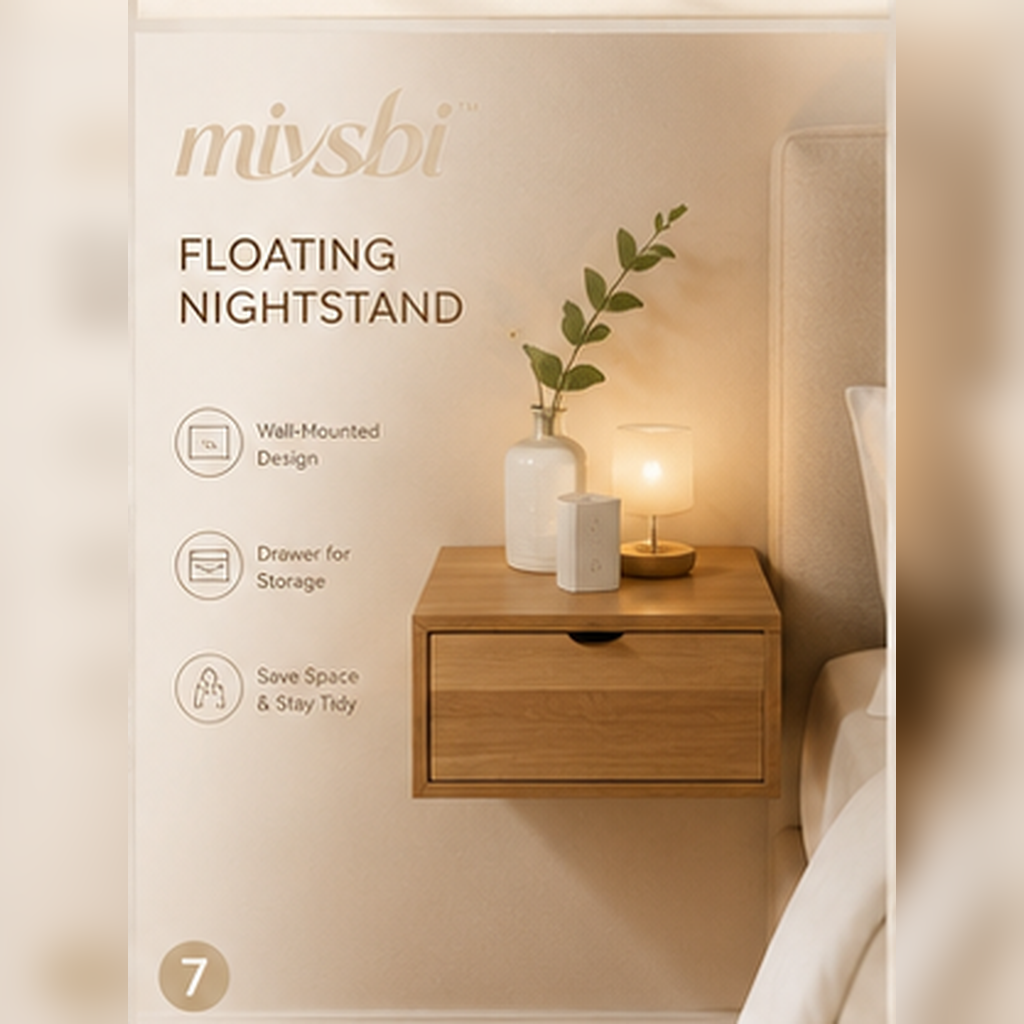 mivsbi floating wall-mounted wood nightstand with drawer
