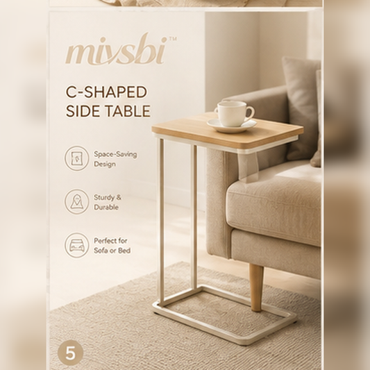 mivsbi modern sculptural c-shaped sofa side table