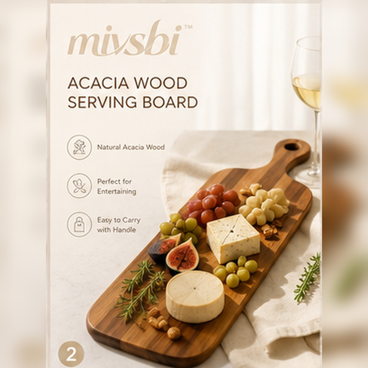 mivsbi acacia wood serving and charcuterie board with handle