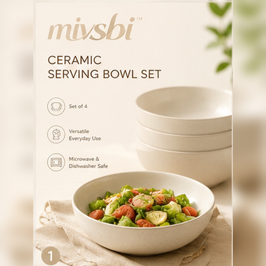 mivsbi minimalist ceramic serving bowl set in warm neutral stoneware