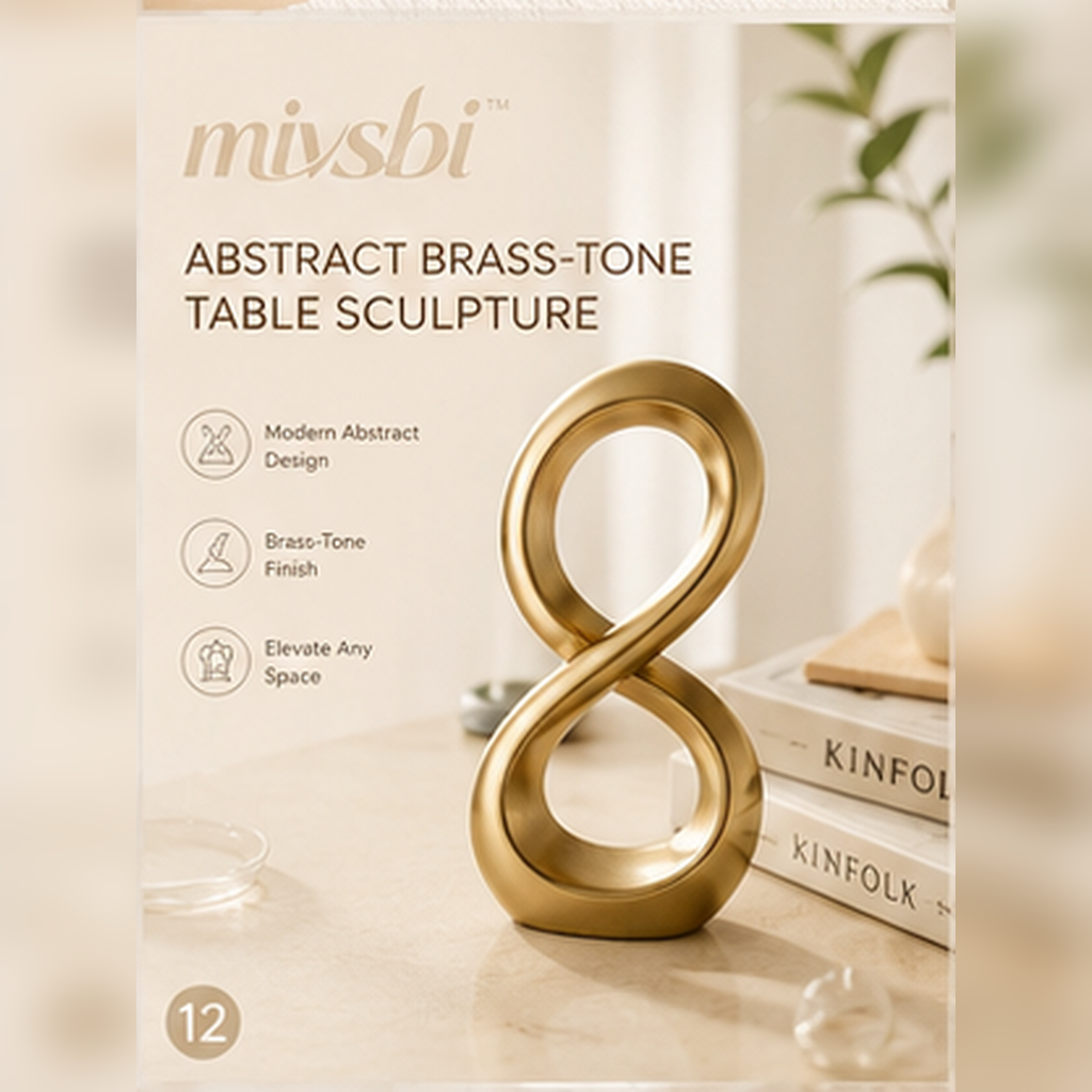 mivsbi abstract brass-tone table sculpture with flowing loop design